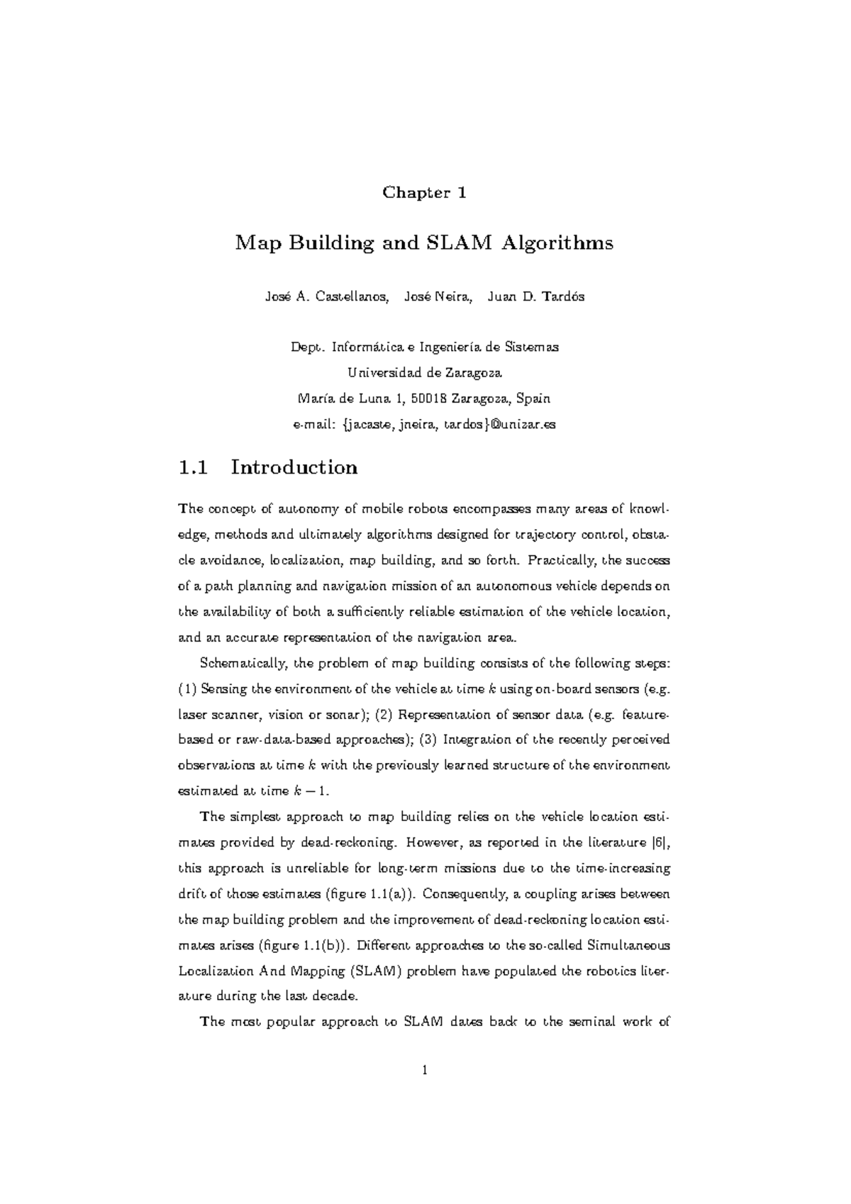 Chapter 1: Map Building and SLAM Algorithms (Course Code: SLAM101 ...