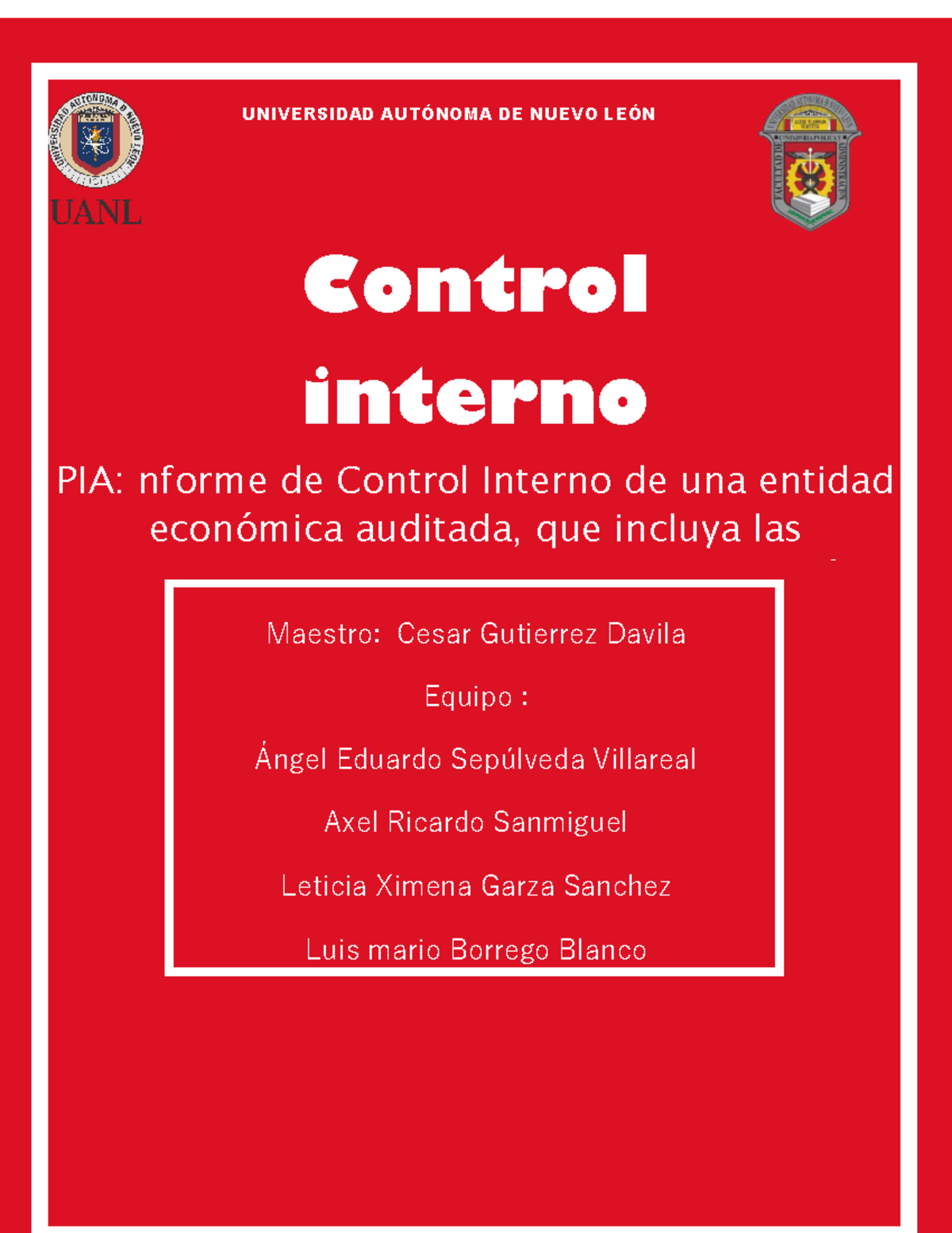 Informe de Control Interno y Auditoría en la Empresa Azules S.A. - EQ ...