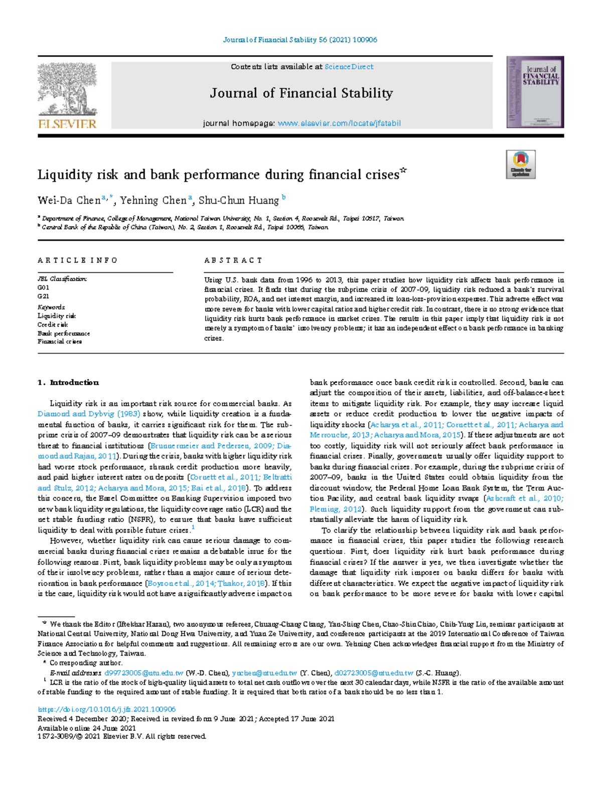 Liquidity Risk and Bank Performance: Insights from Financial Crises ...