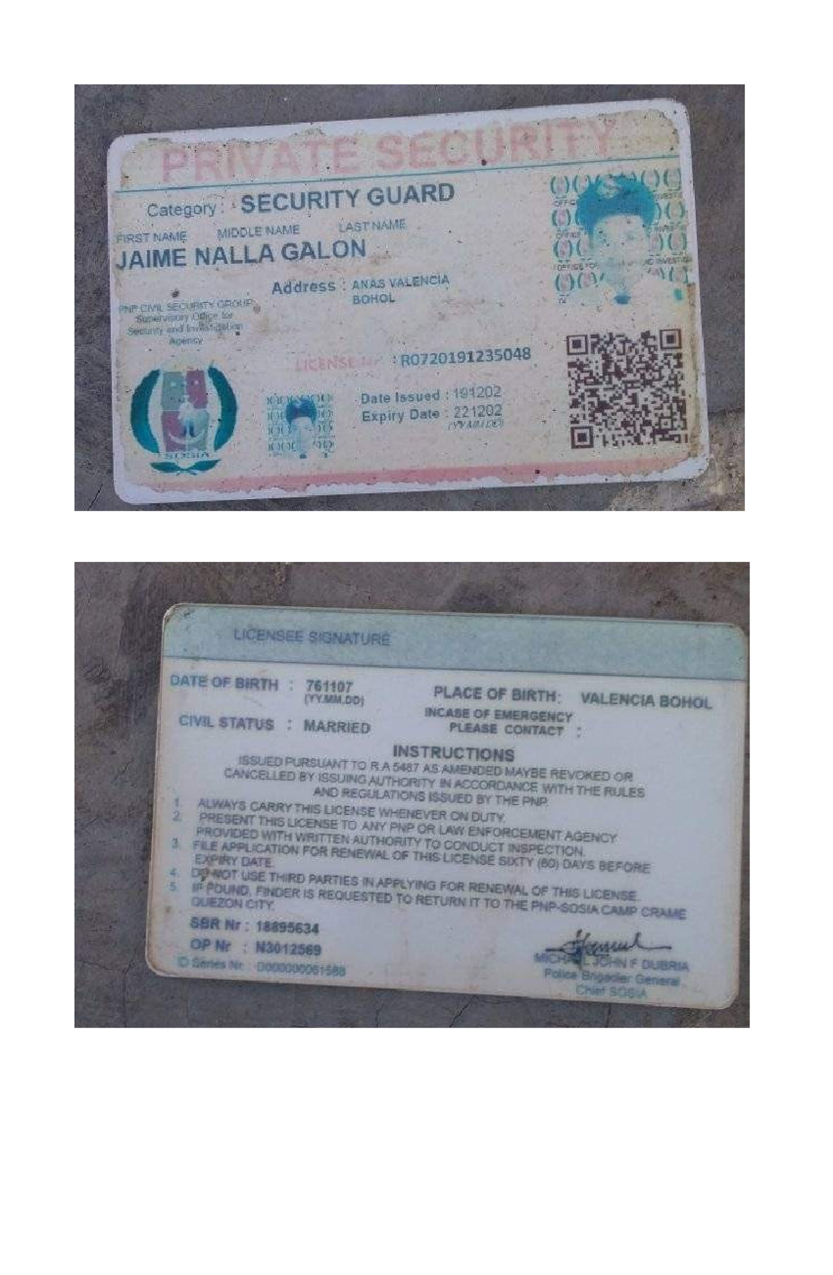 SG Galon - Security Guard License Renewal Instructions and Details ...