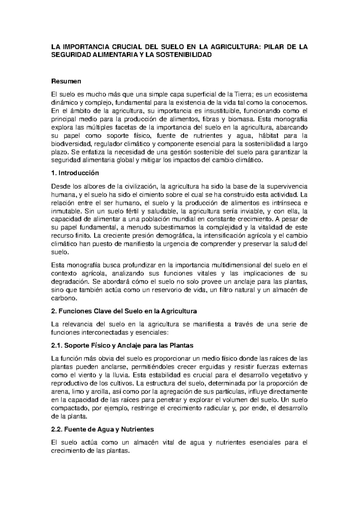 LA IMPORTANCIA DEL SUELO EN LA AGRICULTURA: SEGURIDAD ALIMENTARIA Y ...