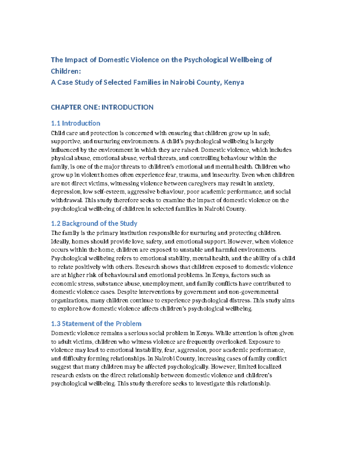 The Impact of Domestic Violence on Children's Wellbeing: A CCP Case ...