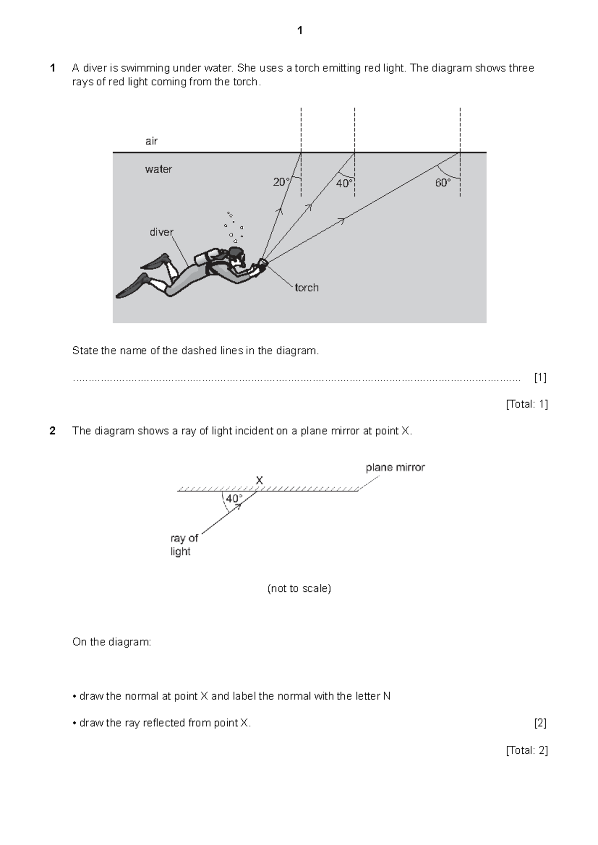 Light-1: Practice Problems on Refraction and Reflection Concepts - Studocu