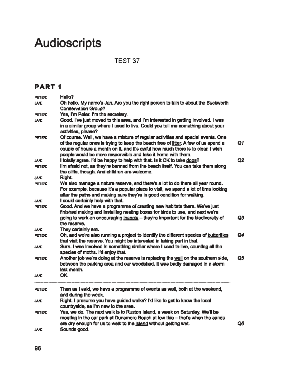 Transcript TEST 37 - 40 - wewew - Audioscripts TEST 37 PART 1 PETER ...