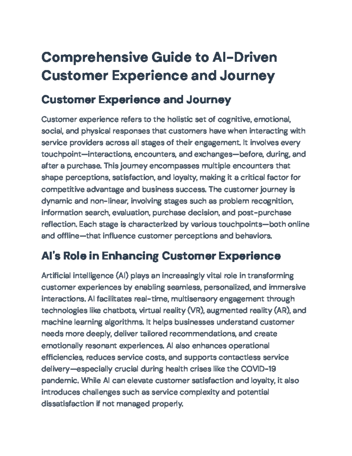 Comprehensive Guide to AI-Driven Customer Experience (CEX) Journey ...