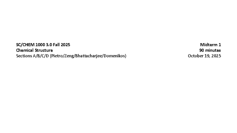 CHEM1000 F2025 Midterm 1 Marking Key and Instructions - Studocu