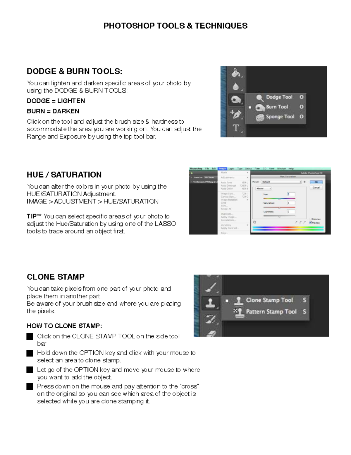 PS Tools Techniques: Mastering Dodge, Burn, and Clone Stamp Tools - Studocu