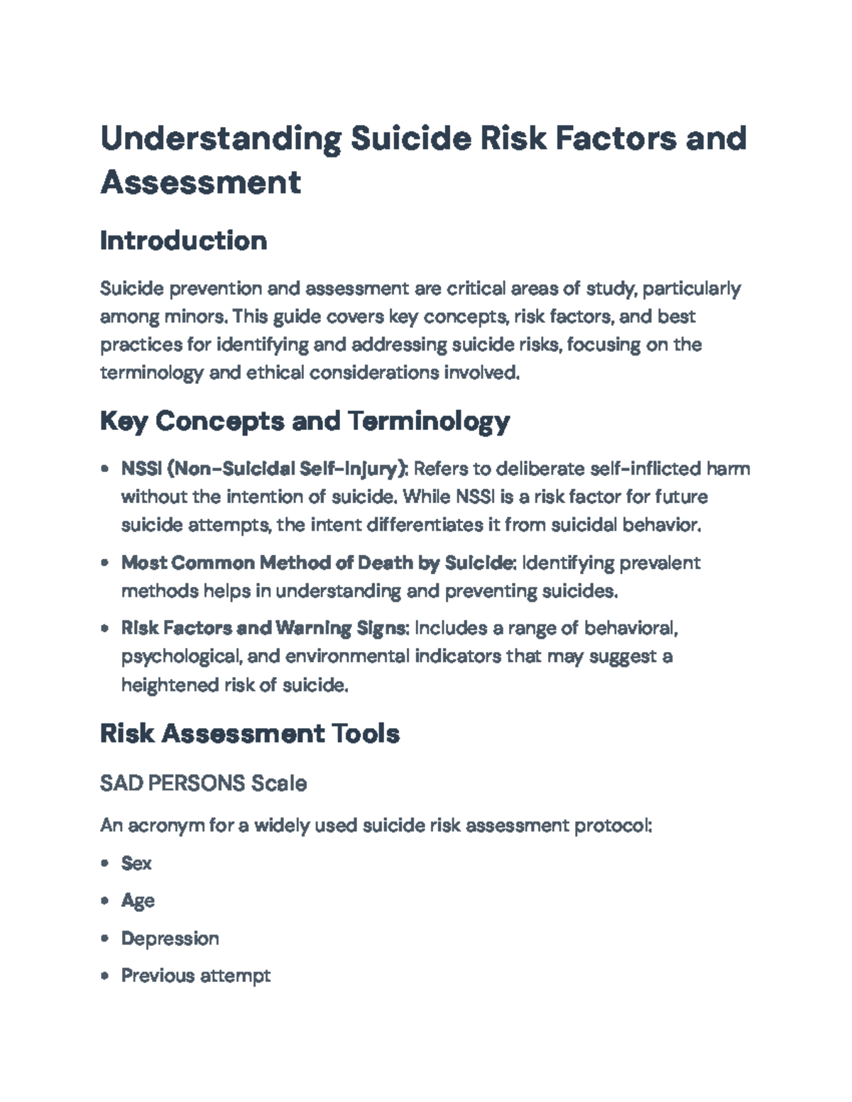 Understanding Suicide Risk Factors and Assessment: A Comprehensive ...