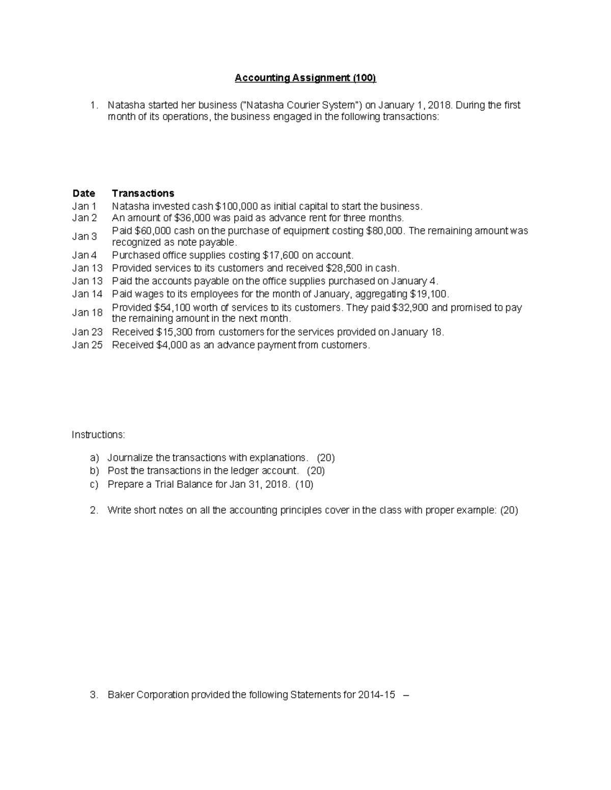 Accounting Assignment Fall 2022 - Accounting Assignment (100) Natasha ...