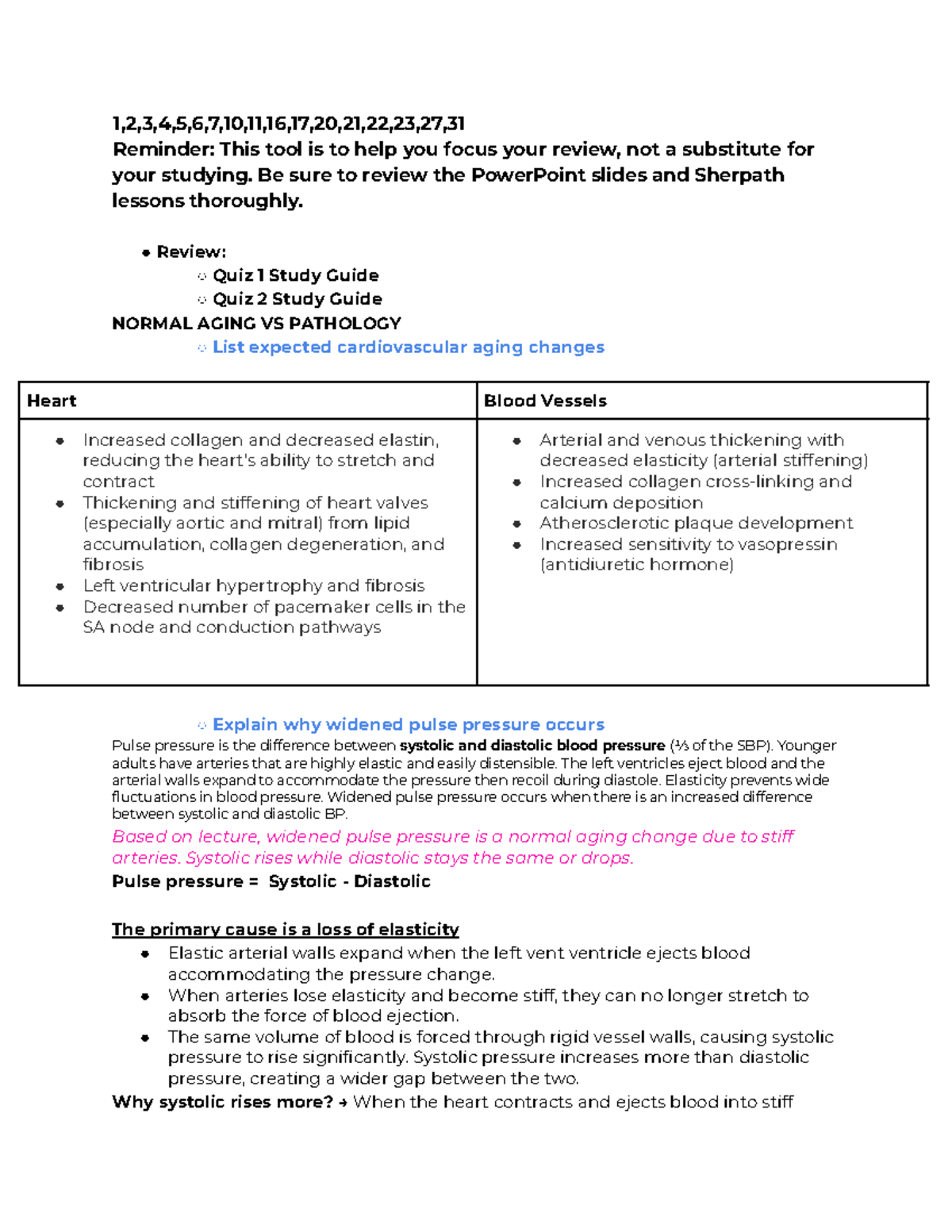 Gerontology-8: Midterm Study Guide on Aging and Pathology - Studocu