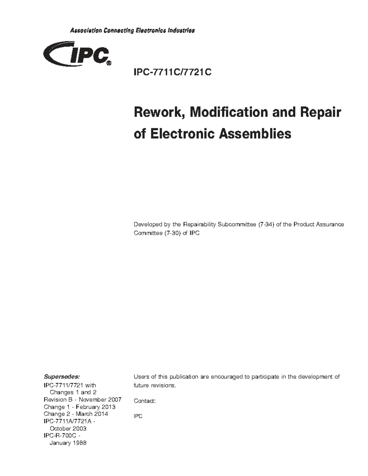 IPC-7711/7721C - Rework, Modification & Repair of Electronic Assemblies ...
