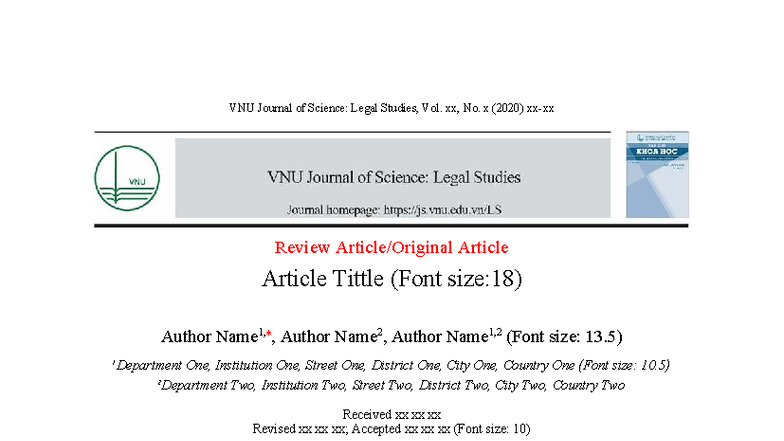 Template LUAT HOC VNU V - VNU Journal of Science: Legal Studies, Vol ...