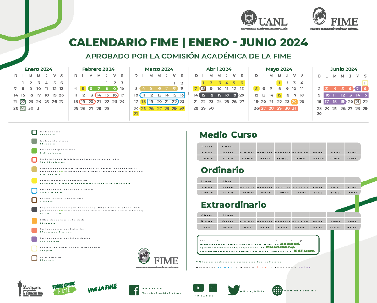 Calendario Semestral FIME Ene-Jun 2024: Fechas Clave y Eventos - Studocu