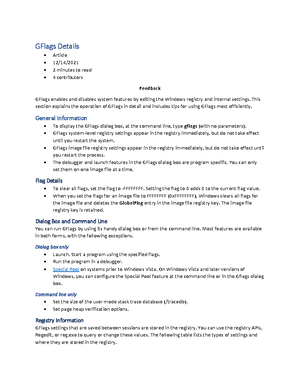 GFlags Command Overview - Studocu