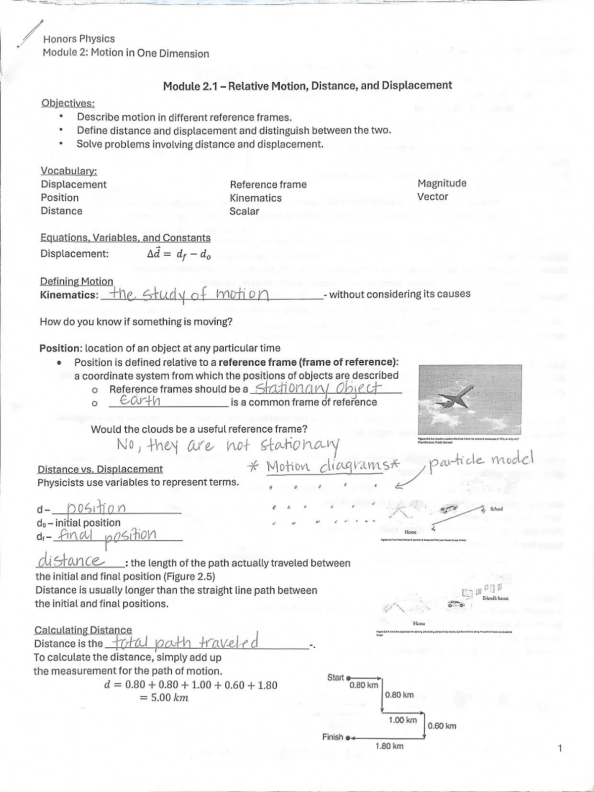 Final Exam Review Notes for Honors Physics Module 2: Motion in 1D - Studocu