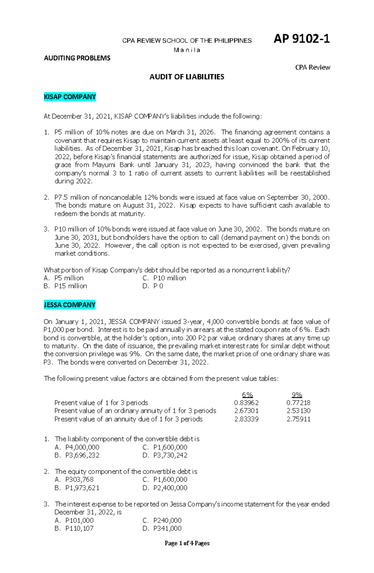 AP 9102-1 - Audit of Liabilities in Kisap, Jessa, and Malumanay ...