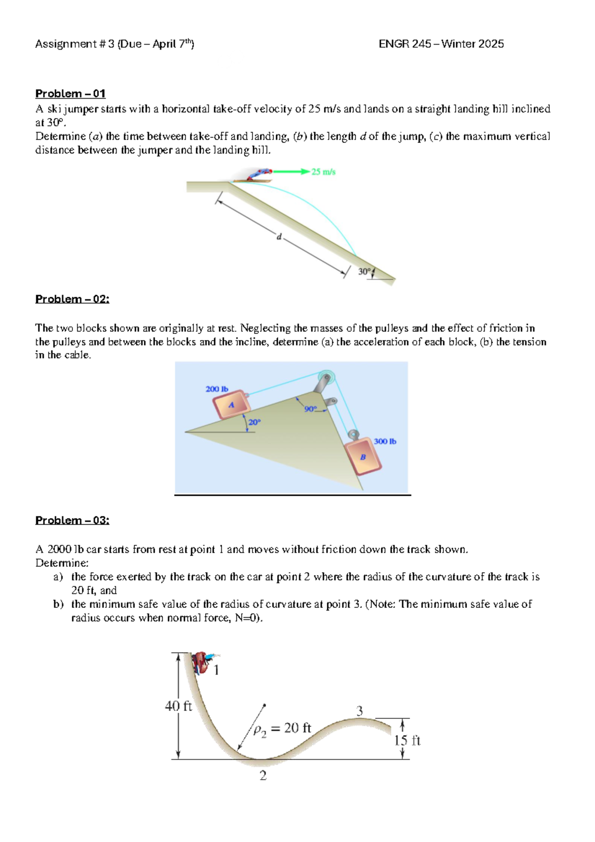 Assignment-3 - thus is exercuzse - Assignment # 3 (Due – April 7 th ...