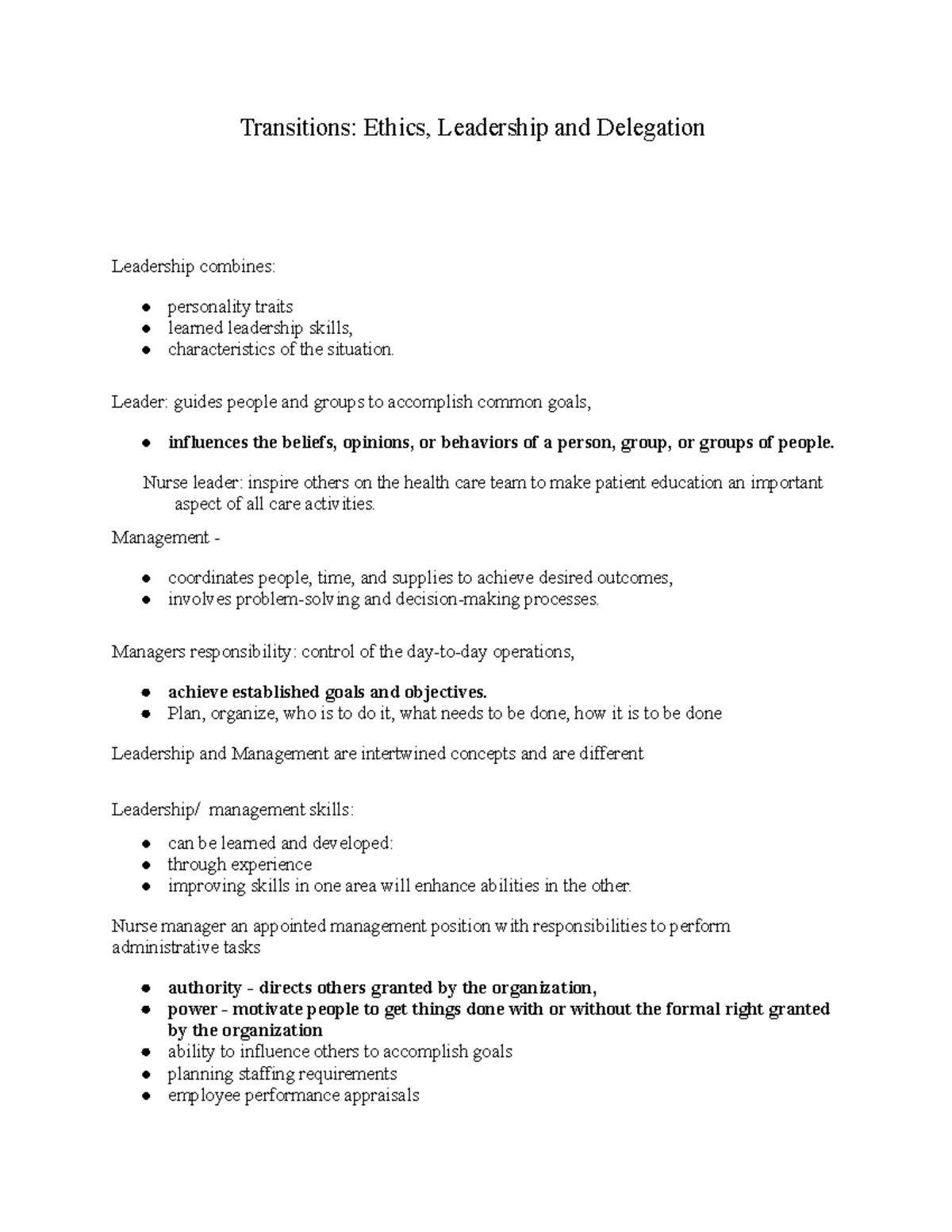 NUR 301 Final Exam Study Guide: Ethics and Leadership in Nursing - Studocu