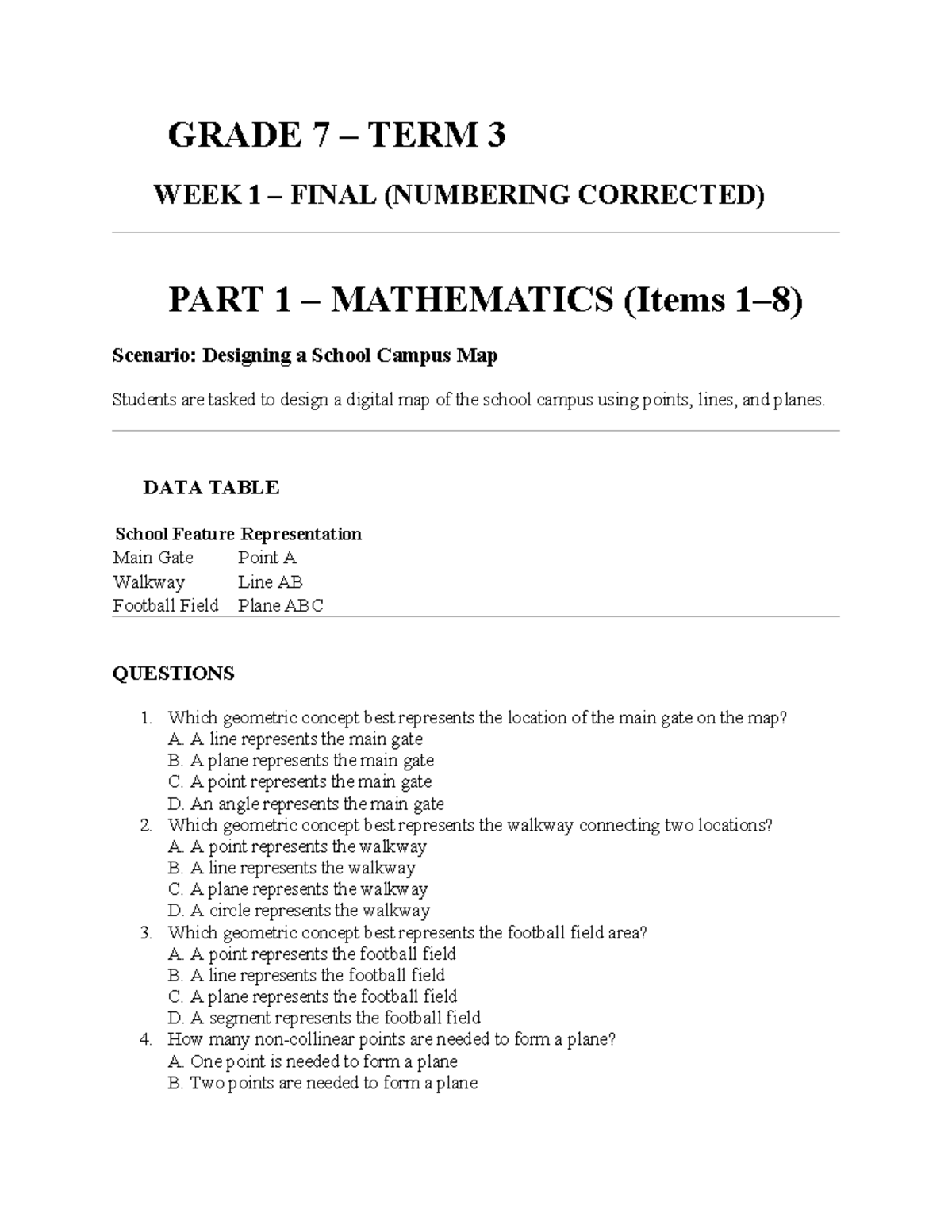 Grade 7 Term 3 Integrated Activity: Geometry & Earth Systems Mapping ...