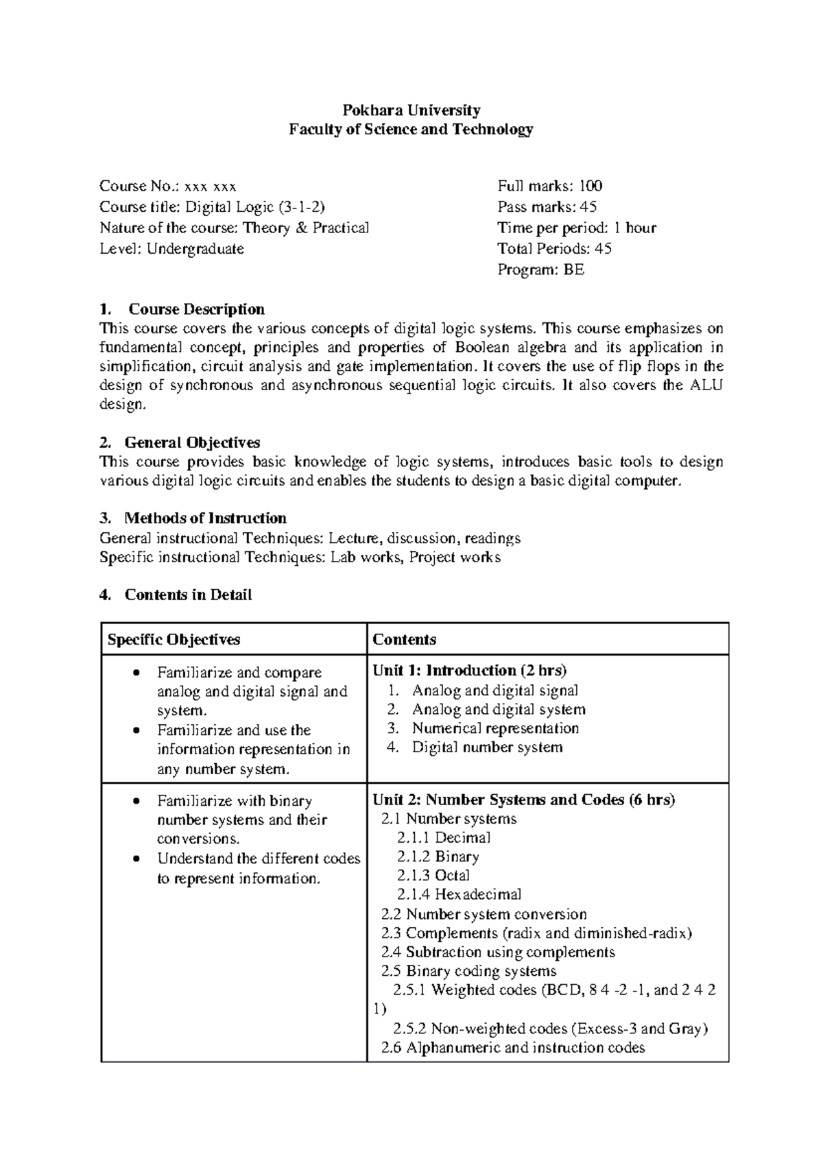 Digital Logic Syllabus - BEIT 2nd Sem - Studocu