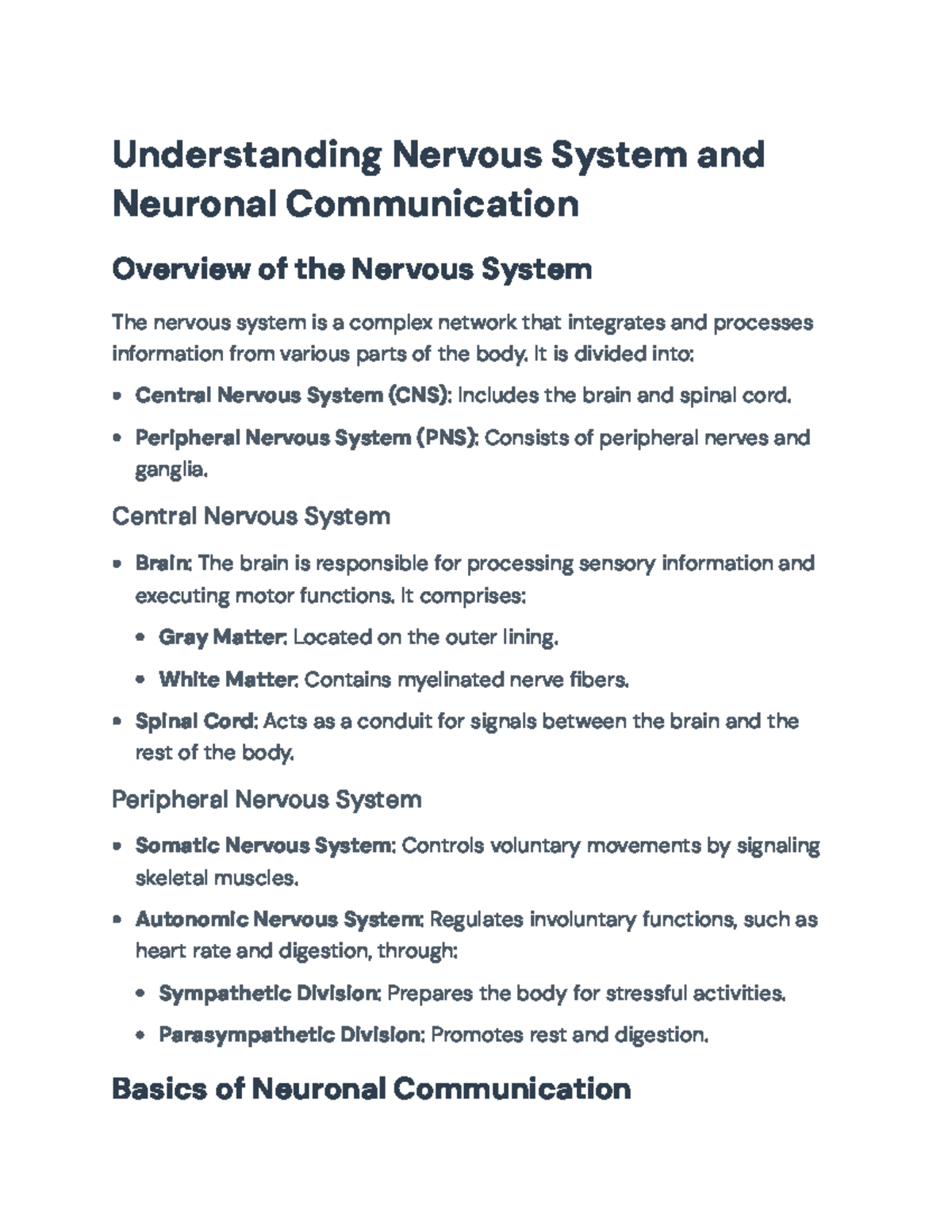 Understanding the Nervous System: Structure, Function, and ...