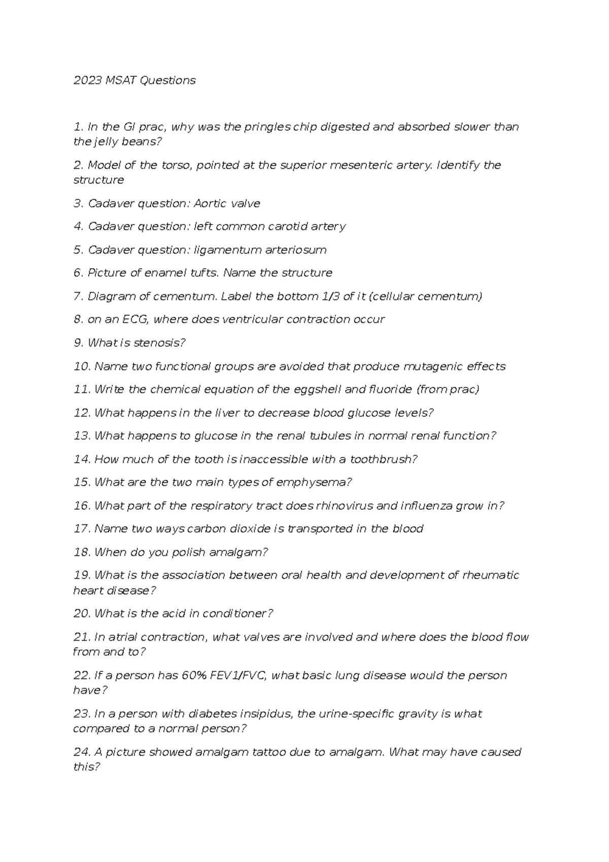 2023-MSAT-Exam-Prep: Key Questions & Concepts for Review - Studocu