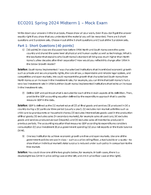 ECO201 Spring 2024: Midterm 2 Exam Questions and Solutions Analysis ...