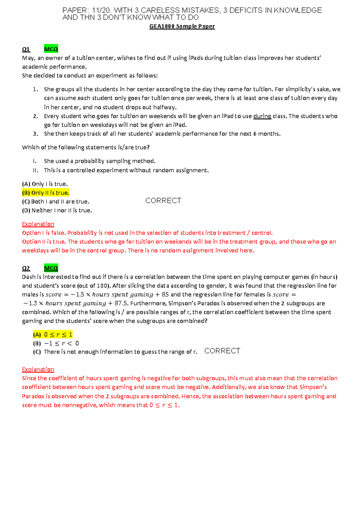 GEA1000 Final Exam Practice Questions and Answers - Document Preview