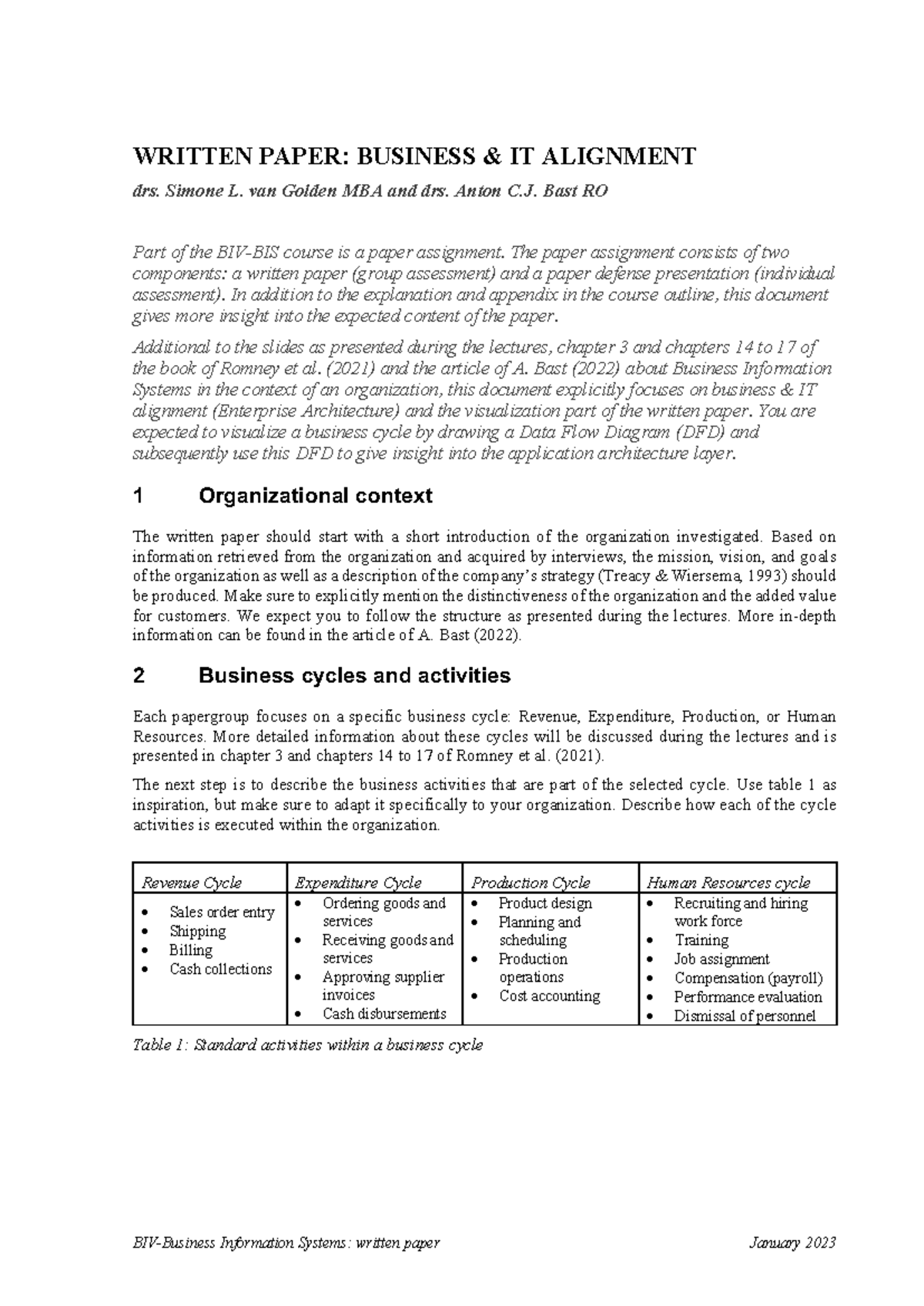 BUSINESS IT ALIGNMENT PAPER (MBA 2023) - GROUP ASSESSMENT GUIDE ...