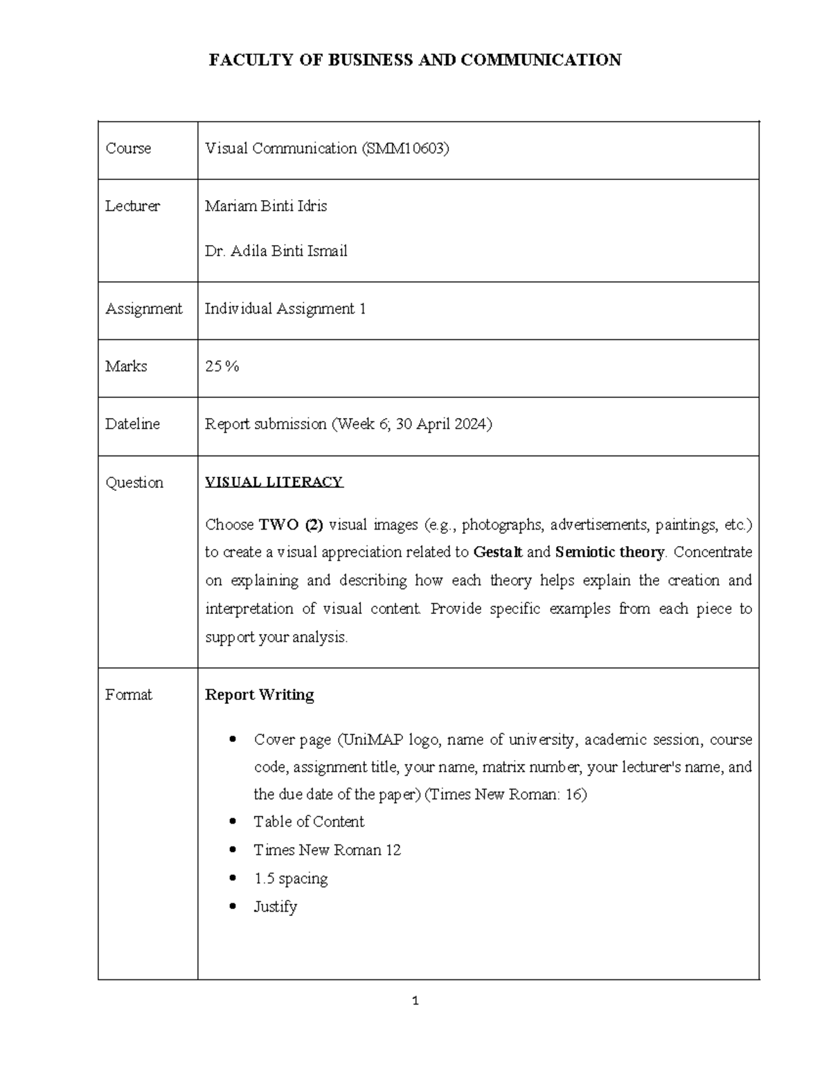 Visual Communication Assignment 1 (SMM10603) - Visual Literacy Analysis ...