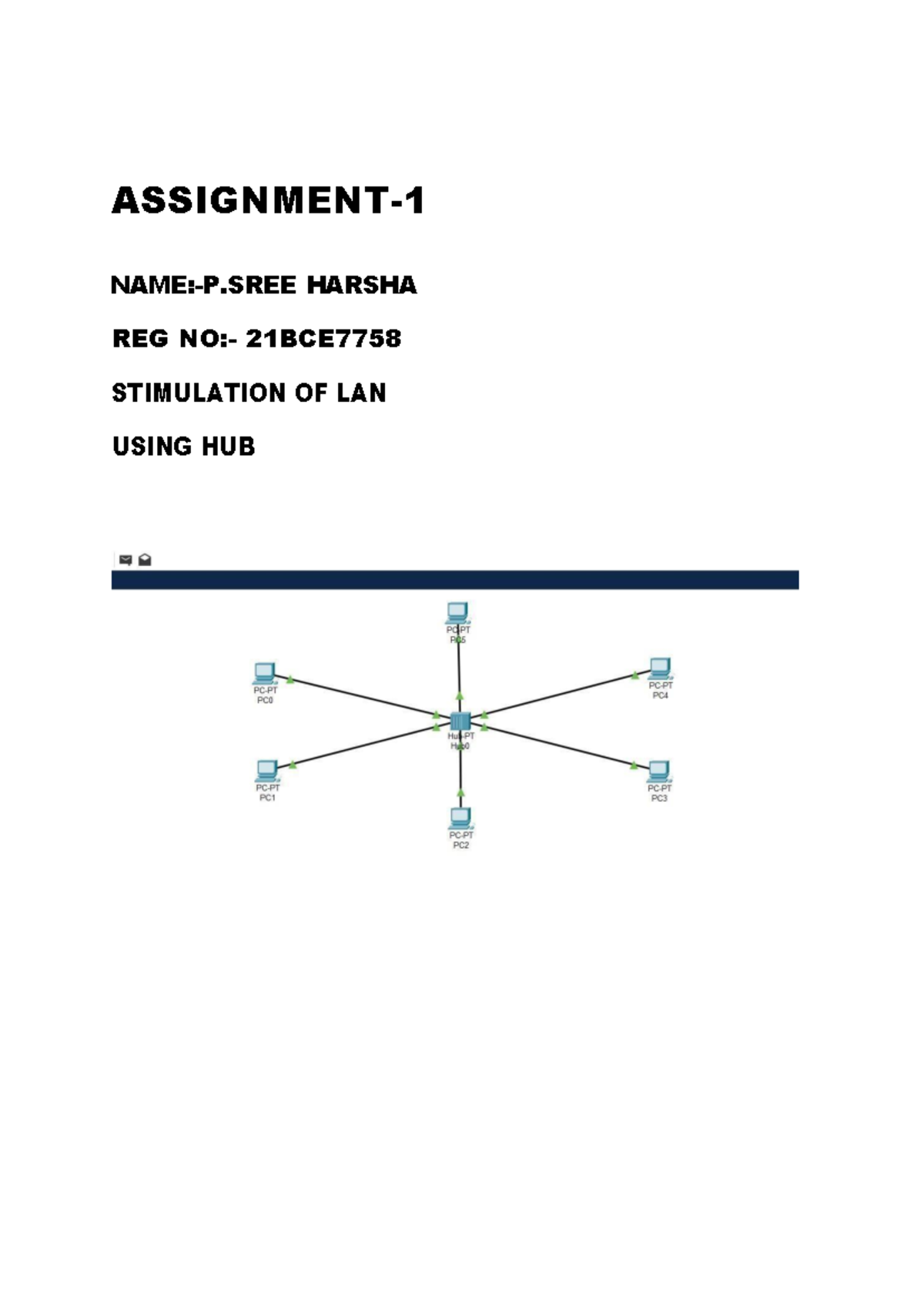 Computer Networks LAB Assignment -1 - ASSIGNMENT- 1 NAME:-P HARSHA REG ...