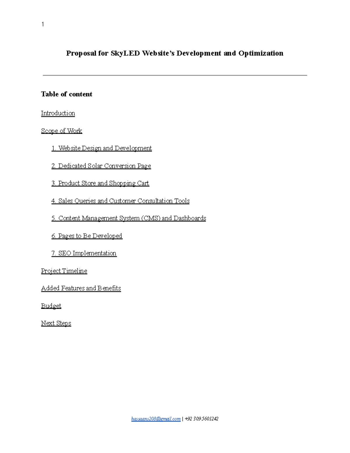 Proposal for Sky LED Website’s Development and Optimization - Proposal ...