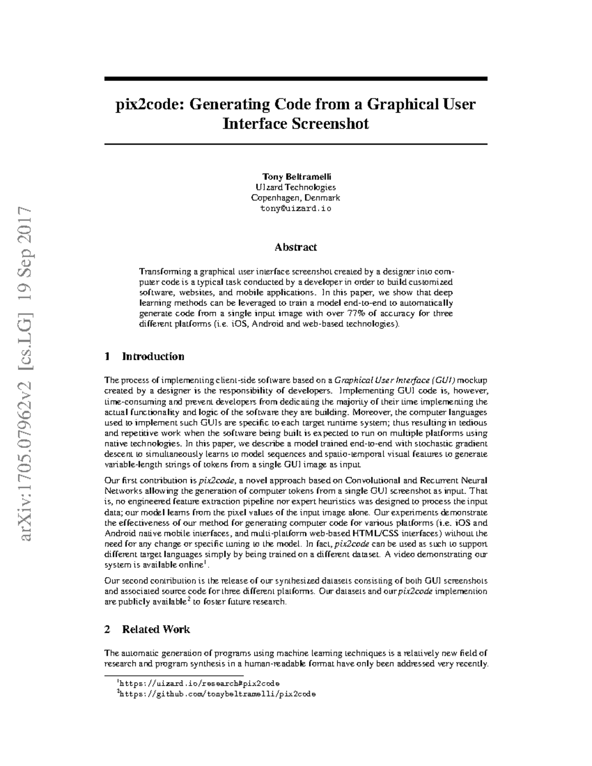 pix2code: Automated Code Generation from GUI Screenshots (1705 ...