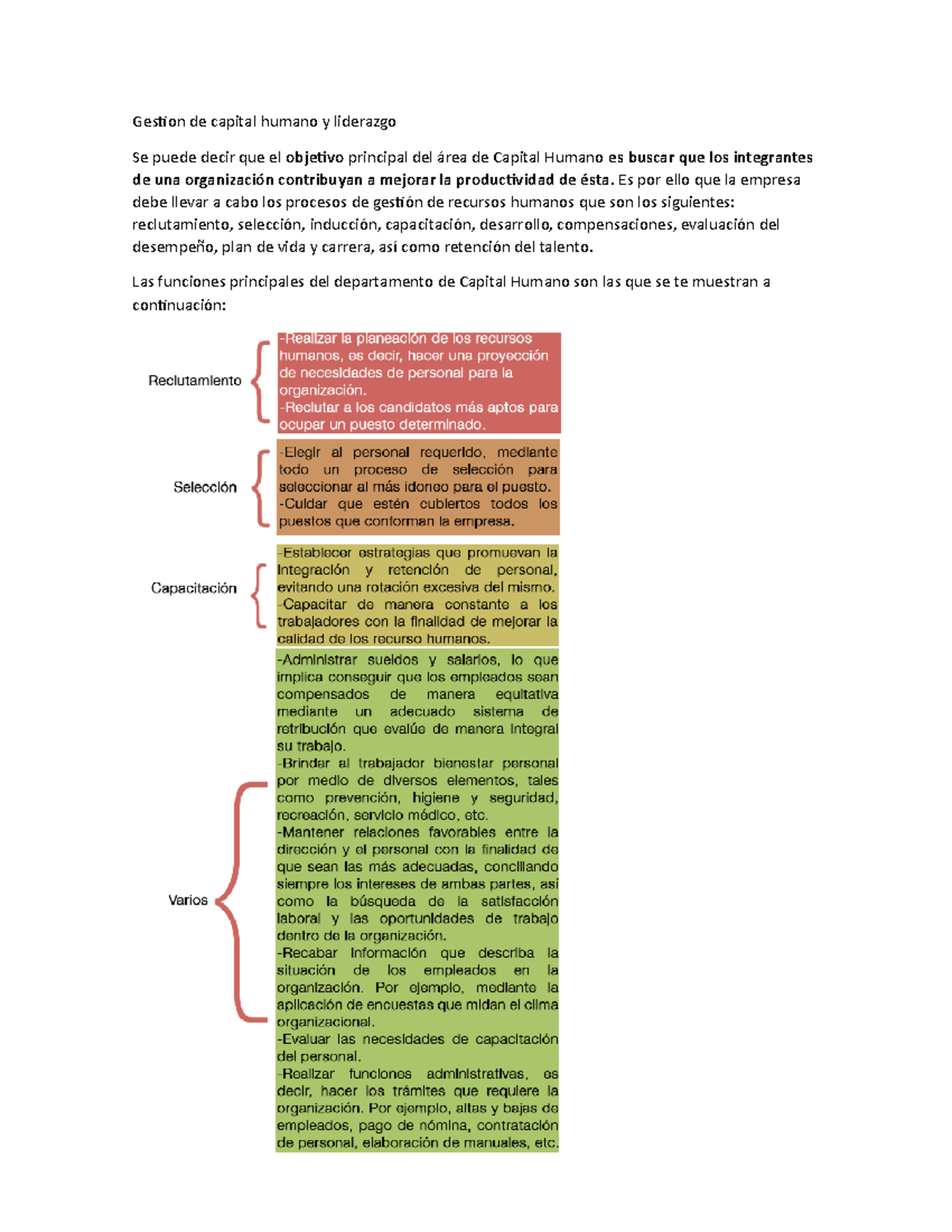 Gestion del capital humano y liderazgo - Es por ello que la empresa ...