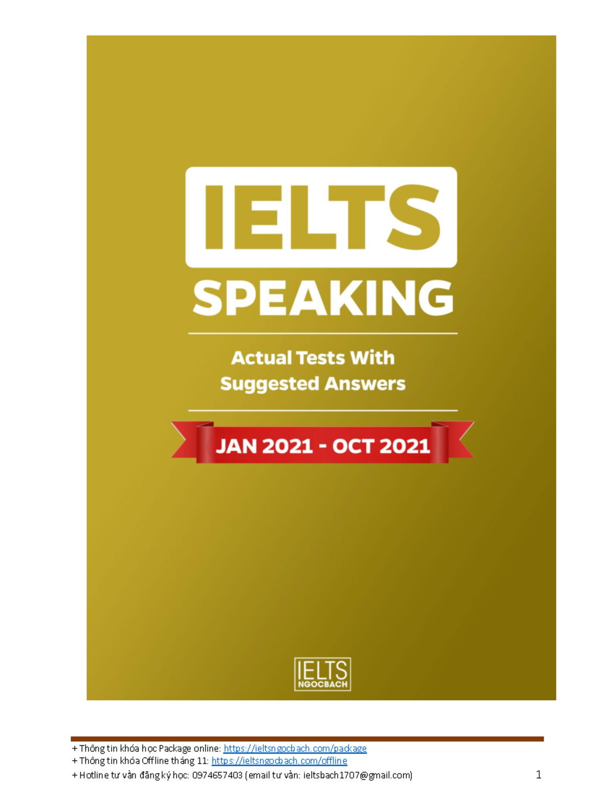 Ielts Speaking Recent Actual Tests with Suggested Answers by Ngoc Bach ...