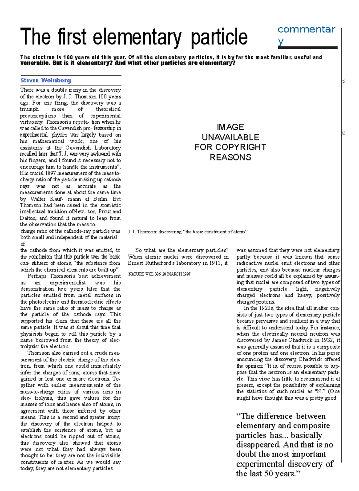 The Electron: A Historical Overview of the First Elementary Particle ...