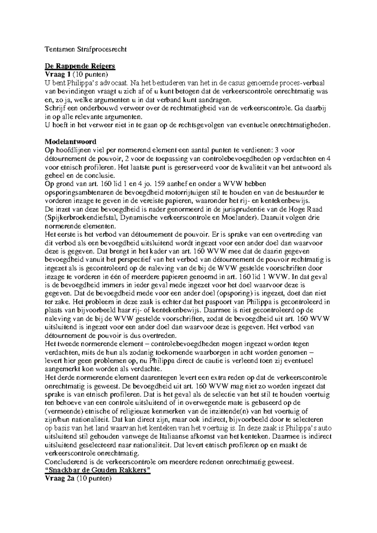 Tentamen Strafprocesrecht 1 - Argumentatie van Philippa's Verweer ...