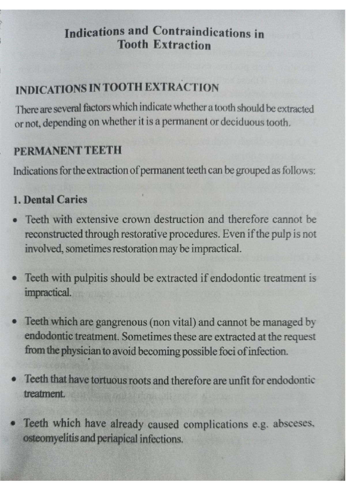 Indications and Contraindications of Tooth Extraction (DENT 101) - Studocu