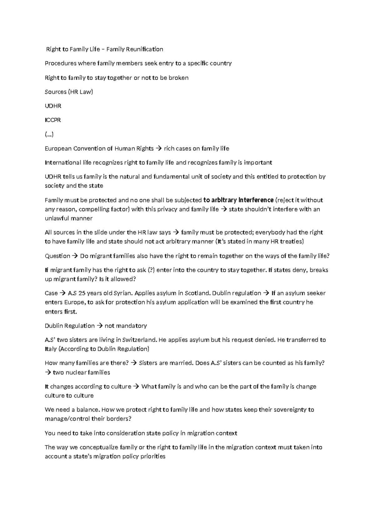 HR Law: Right to Family Life and Family Reunification Guidelines - Studocu