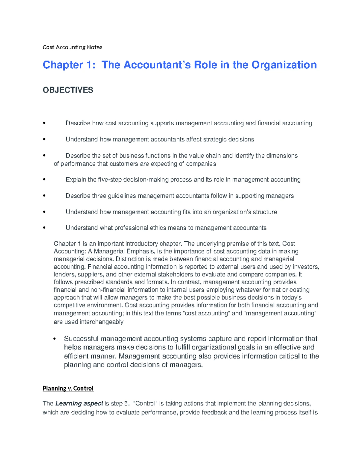 Chapter 2 Basic Cost Management Concepts Answer Key - Chapter 2 - Basic ...
