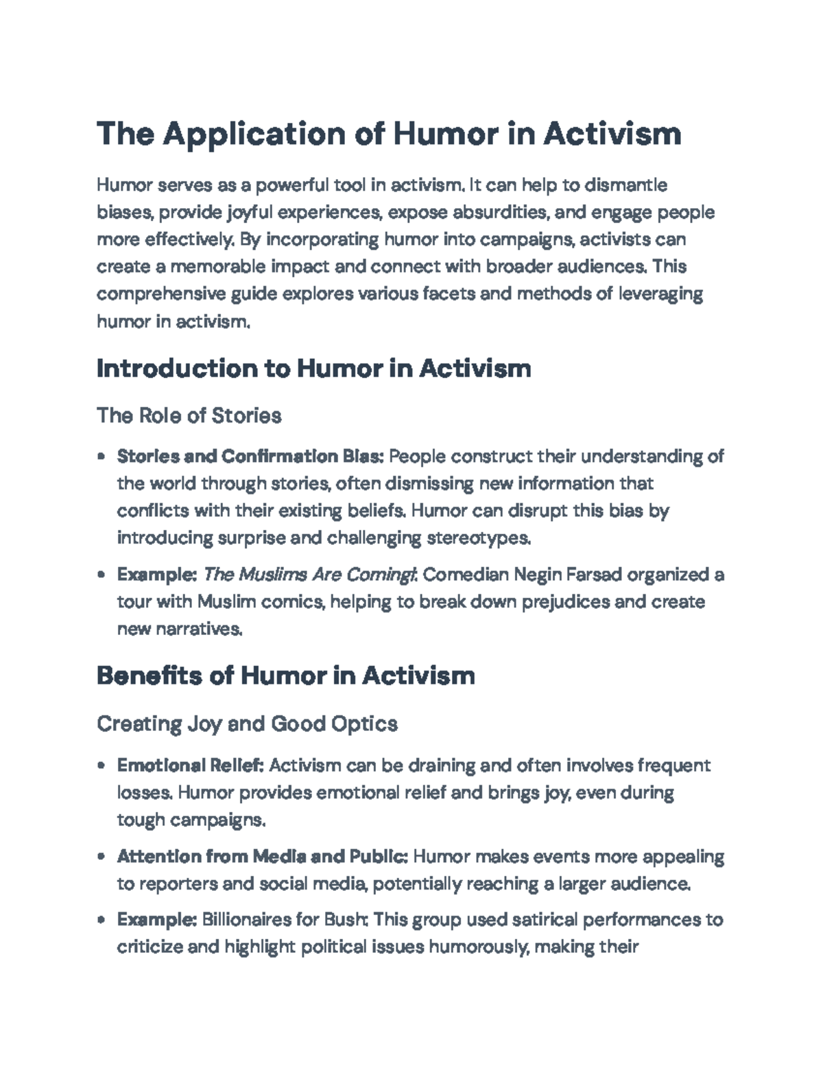 Humor in Activism: Strategies, Benefits, and Potential Pitfalls - The ...