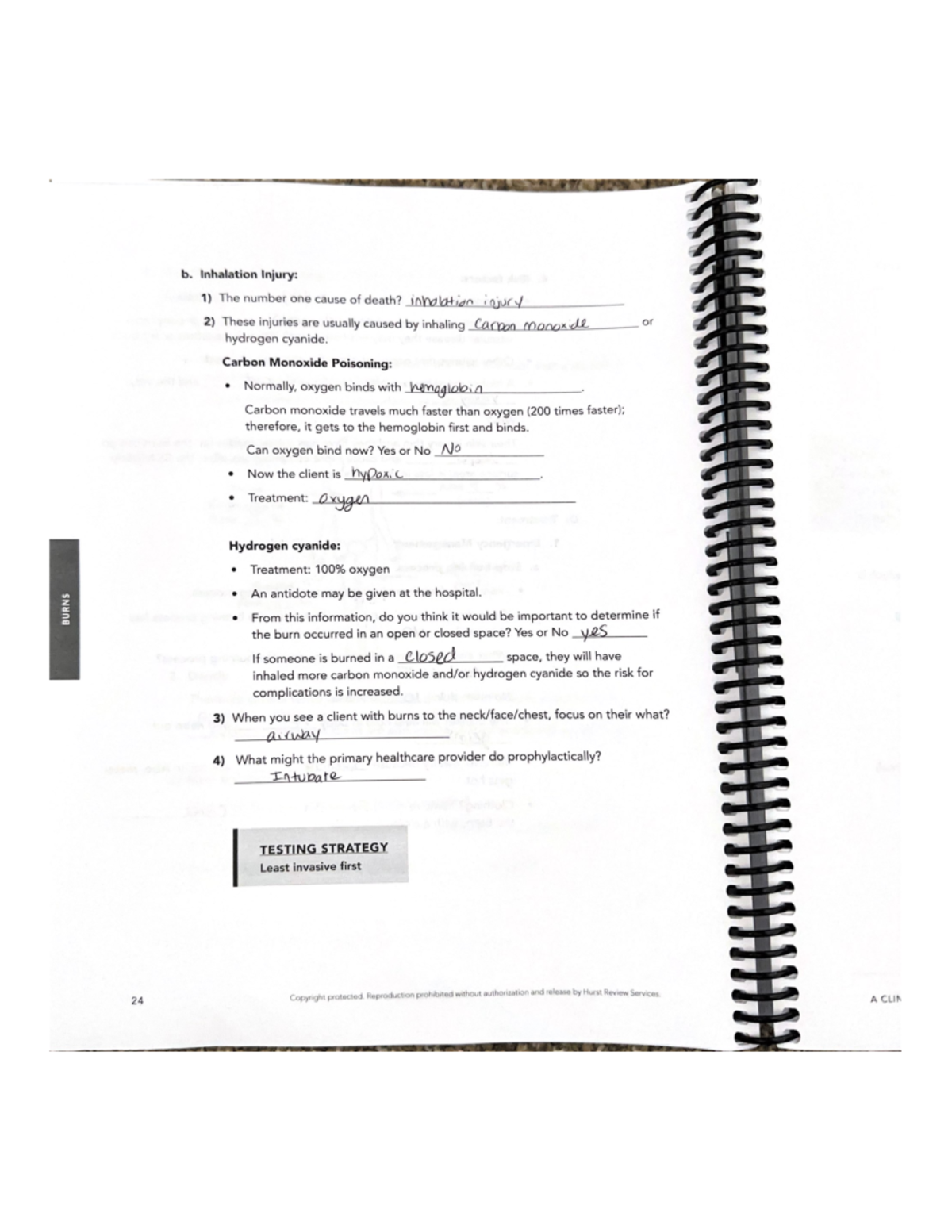 B. Inhalation Injury - Hurst book - NURS 3277 - Studocu