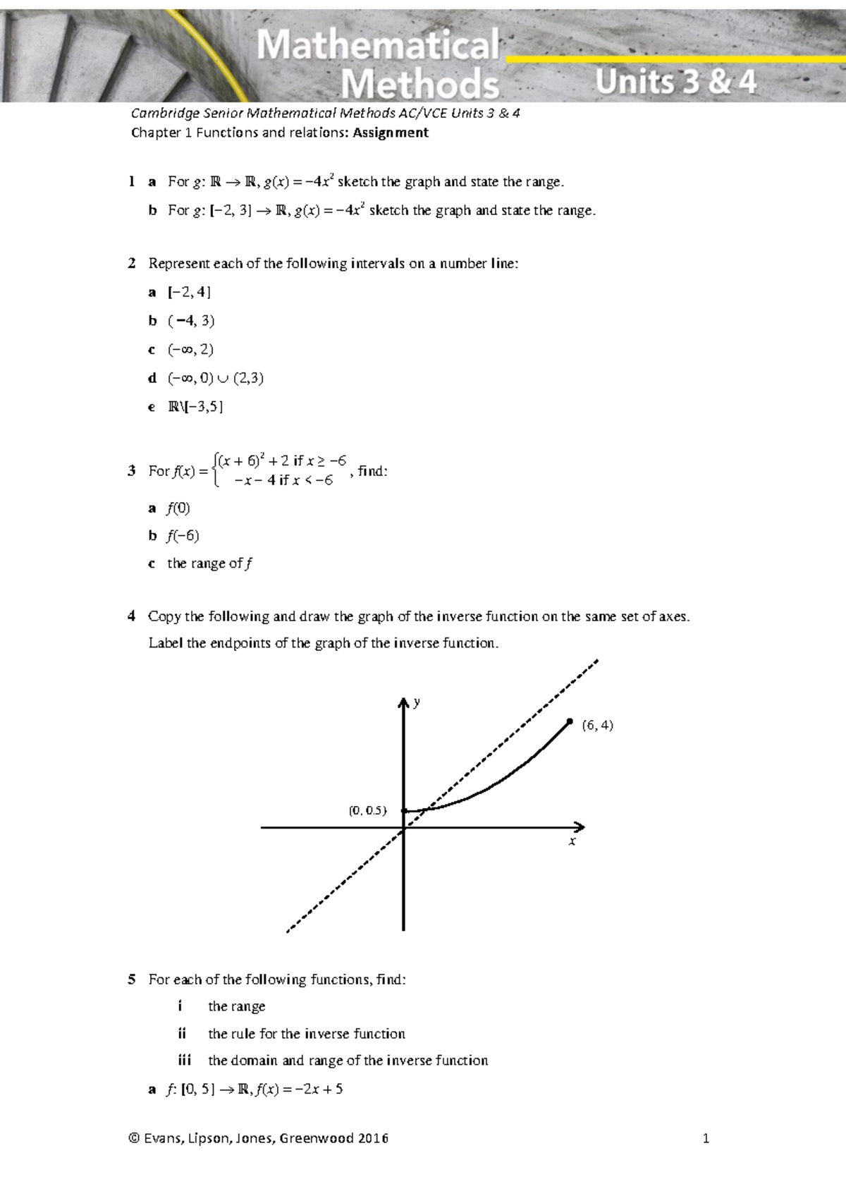 Assignment 1 with solutions - Chapter 1 Functions and relations ...
