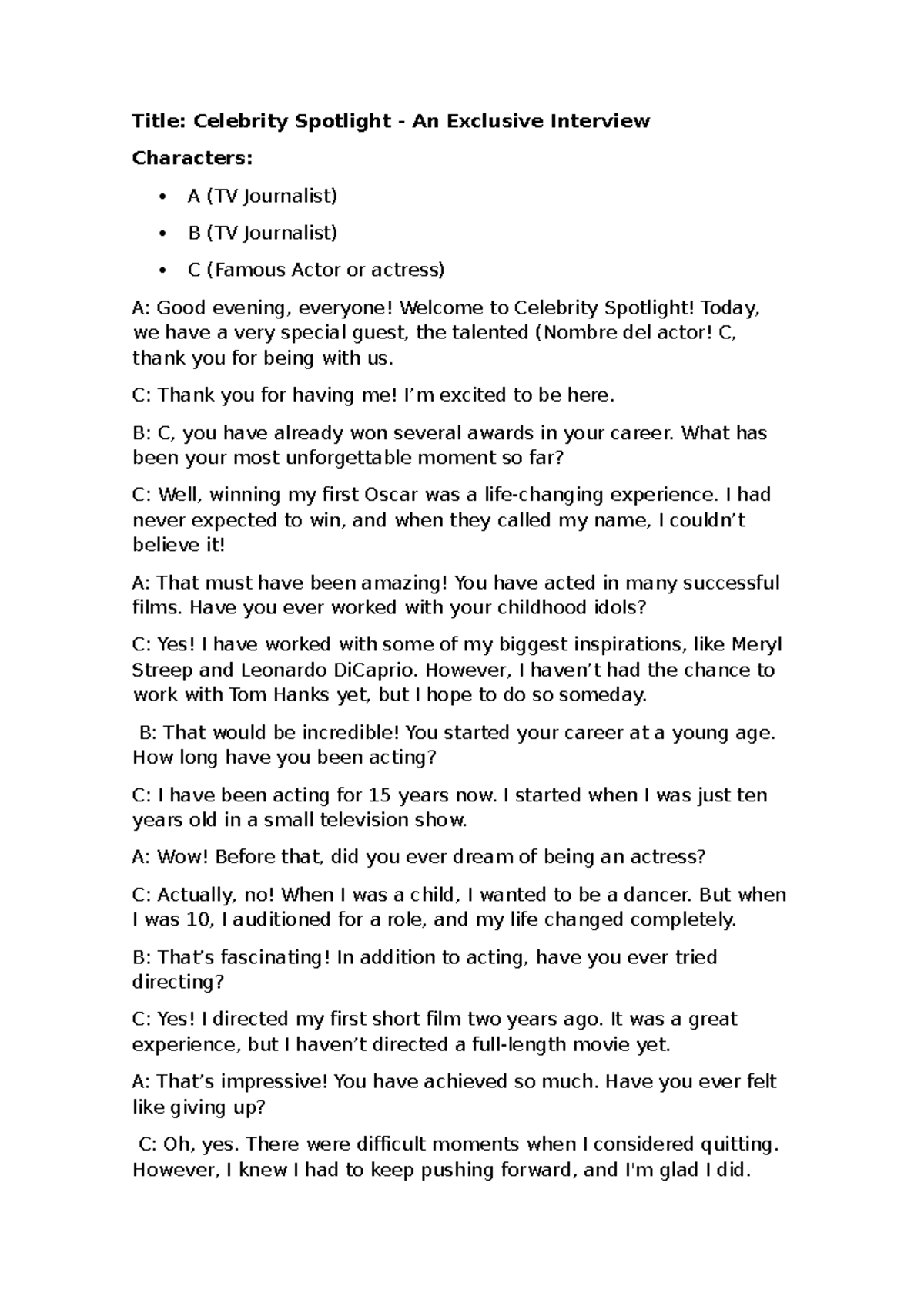 Dialogo - Title: Celebrity Spotlight - An Exclusive Interview ...