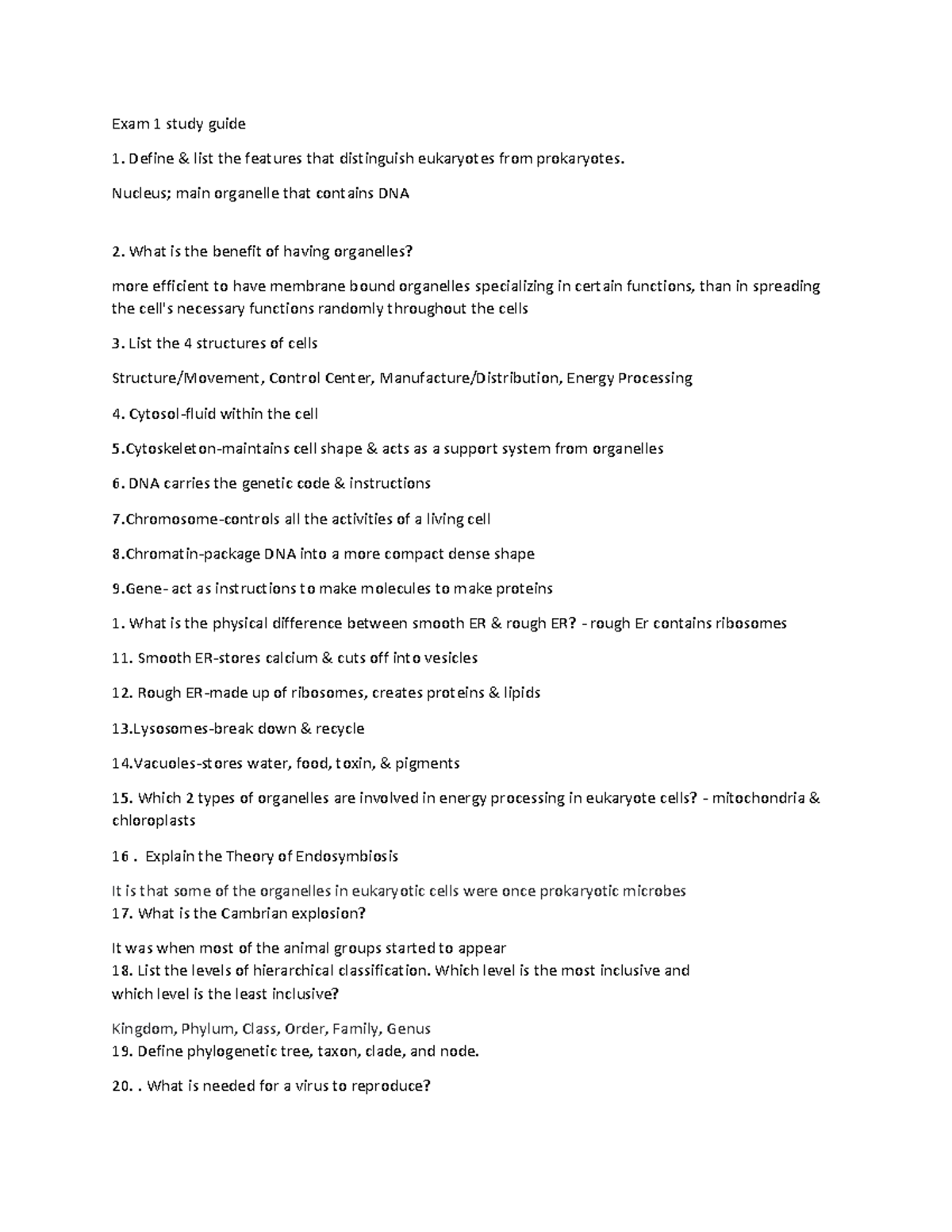 Bio exam 1 - biology 100 - Exam 1 study guide Define & list the ...
