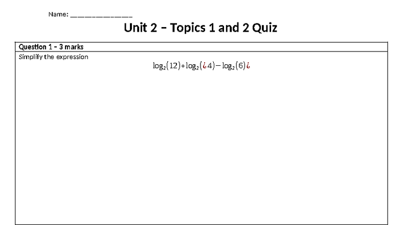 Unit 2 Topics 1 & 2 Quiz Solutions and Simplifications - Studocu