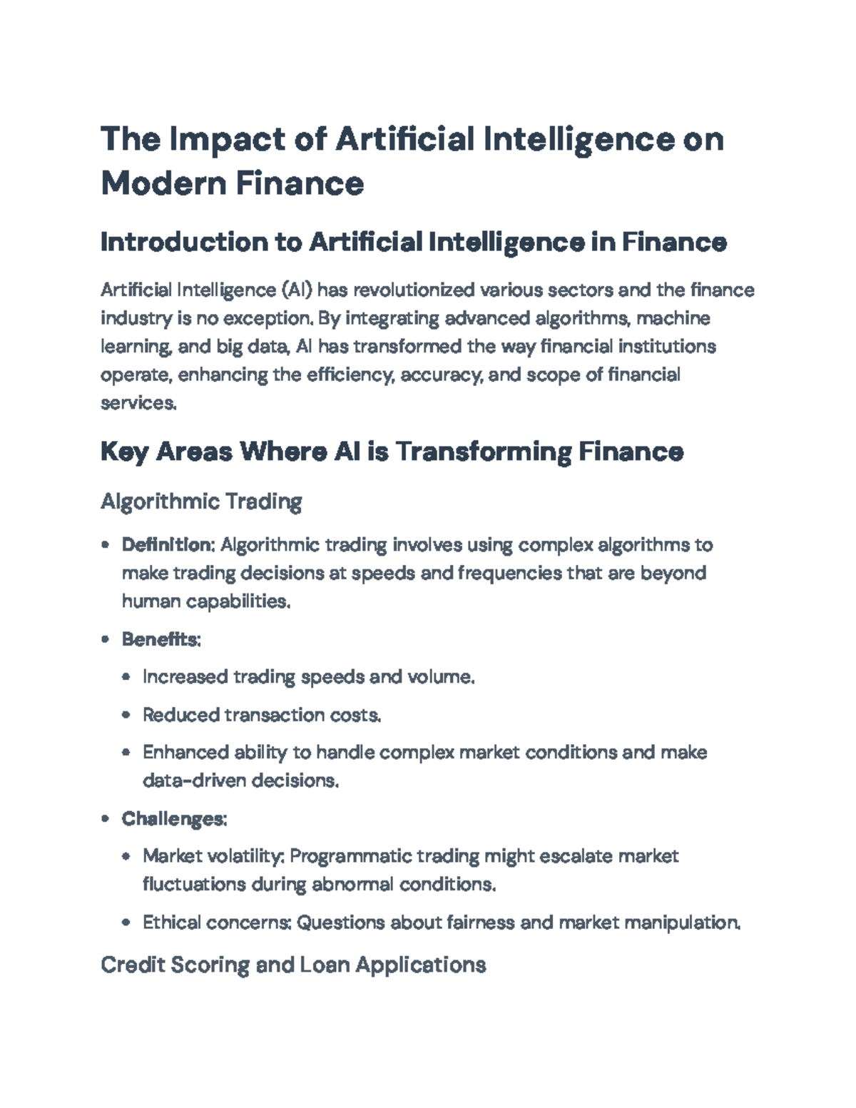 The Impact of AI on Modern Finance: Opportunities and Challenges - The ...