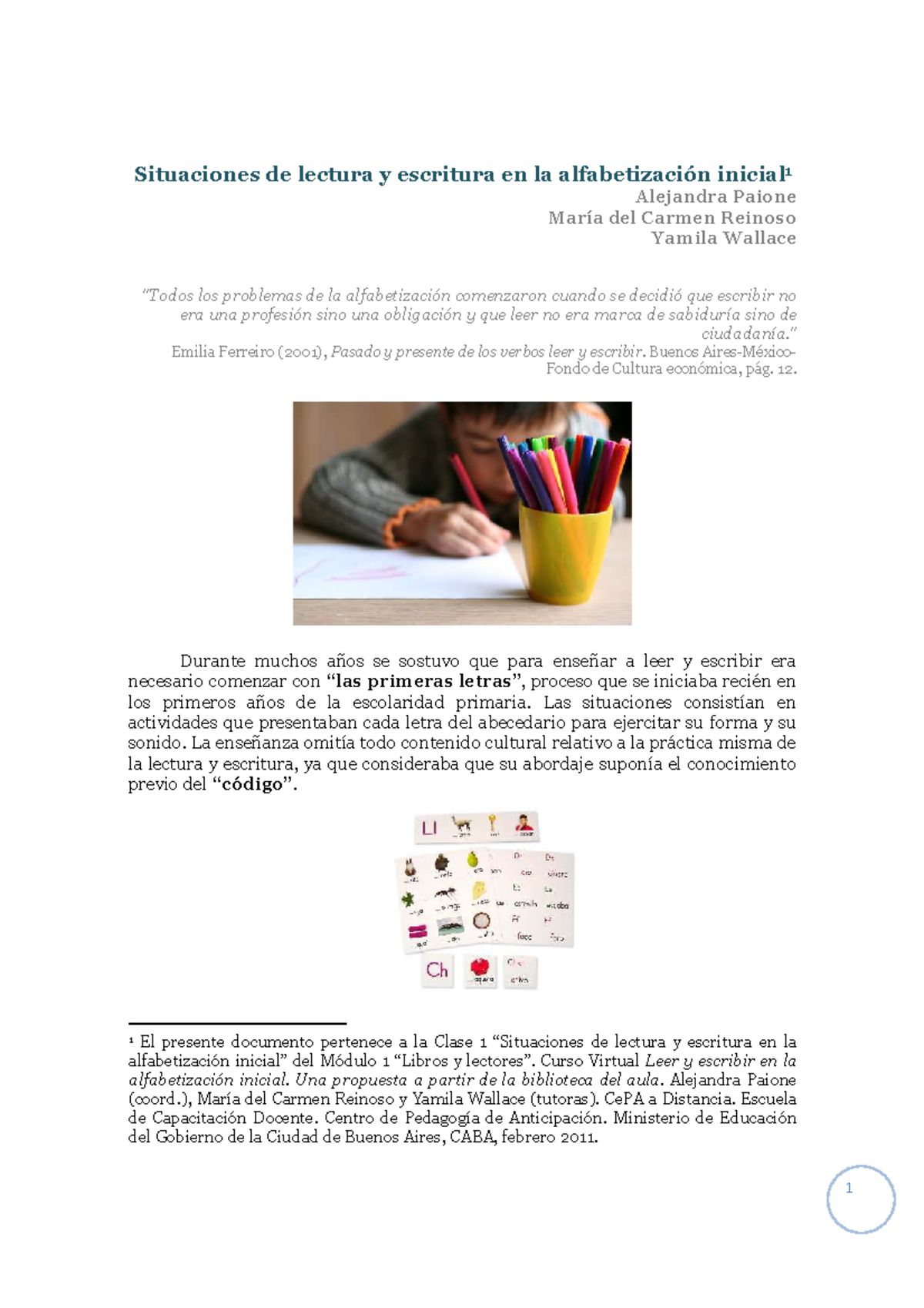 Situaciones de Lectura y Escritura en la Alfabetización Inicial ...