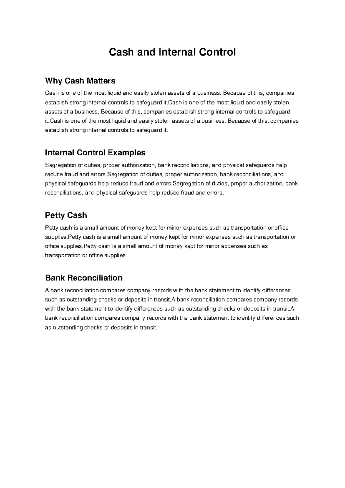 Accounting 101: Cash Management & Internal Control Insights - Studocu