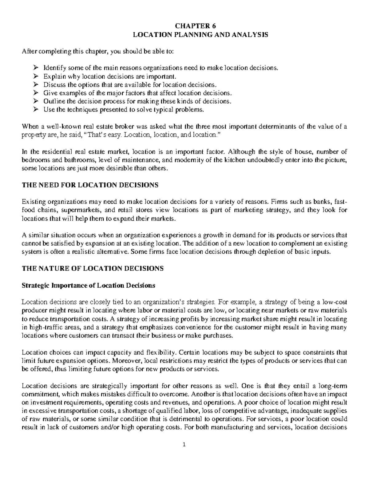 OM 6: Location Planning & Analysis - Key Concepts & Decision Factors ...